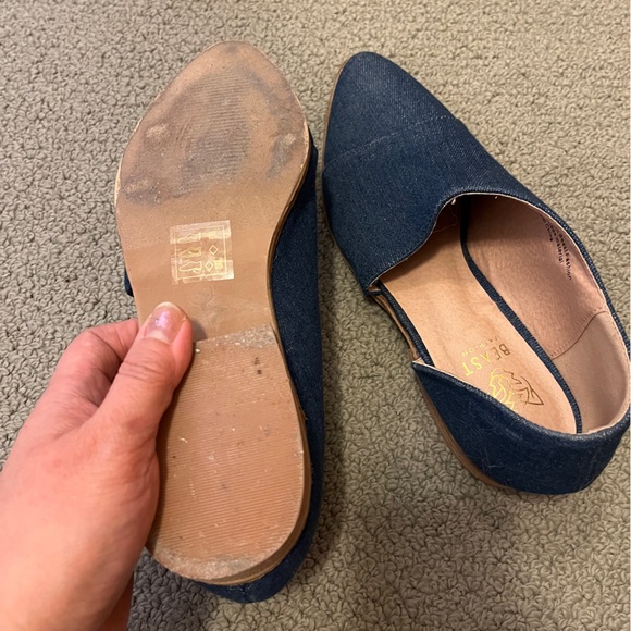 Asymmetrical Flats Denim Cut Out Shoes Free People Royale Stargazer Anthro Boho - Picture 6 of 9